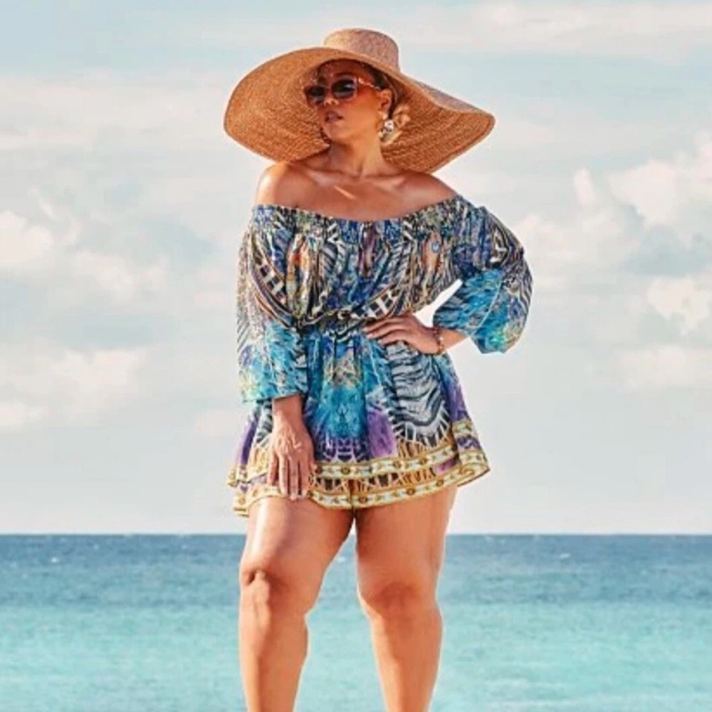 Garnerstyle X FTF Fashion To Figure Off-the-Shoulder Print Romper Plus Size 4X